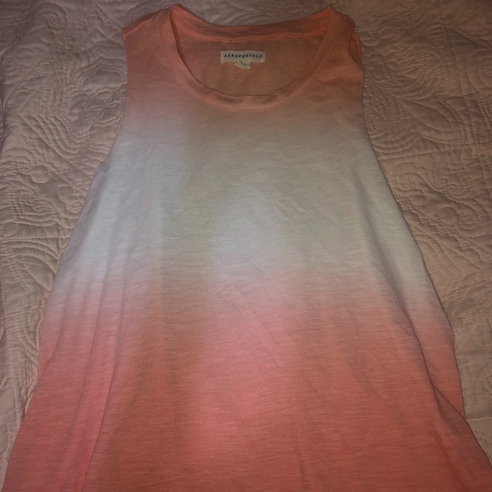 Aeropostale Pink and White Muscle Tee/Tank Top